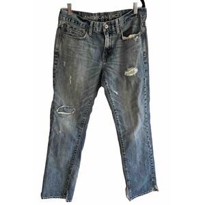 AMERICAN EAGLE Jeans Men's 32x32 29.5” Inseam Slim Straight Destroyed Denim READ